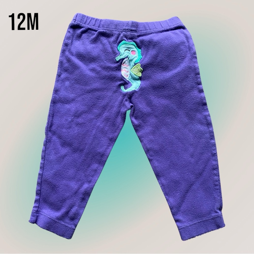 12M Carters Purple Seahorse Baby Leggings